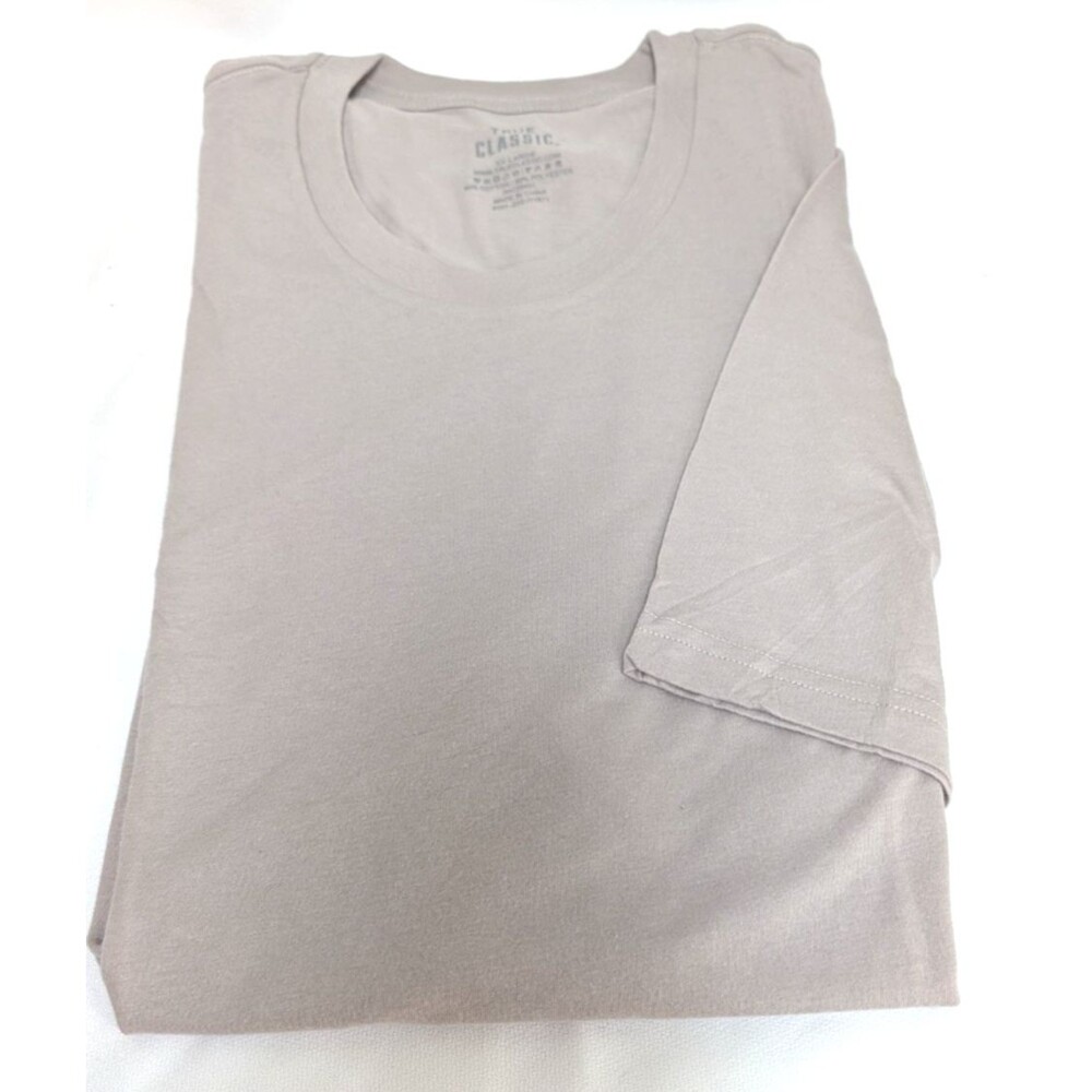 True Classic Crew Neck Short Sleeve T-Shirt Sz XXL Taupe Light Gray